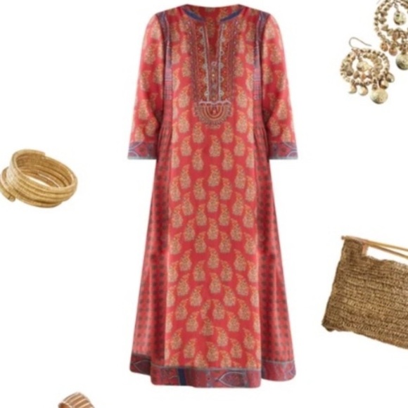 Soft surroundings Red Phoenix dress Large Hippy Boho vibe - Picture 5 of 13